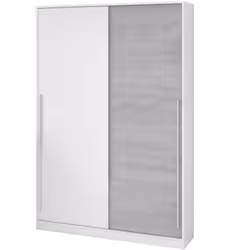 GARDE-ROBE 2 PORTES - Armoire de chambre, Armoire avec tringle à vêtements et 3 étagères, 120x50h200 cm, Ciment et Blanc. STR ...