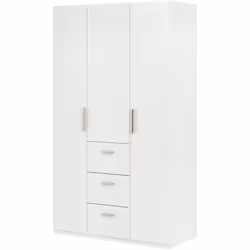 VESTIAIRE PROVIDENCE - Armoire de chambre à 3 portes battantes, Armoire avec barre à vêtements et 3 étagères, cm 117x52h203,  ...