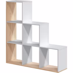 BIBLIOTHÈQUE CINCINNATI - Bibliothèque double face à 6 compartiments, Étagère de séparation de bureau, cm 108x28h110, Blanc e ...