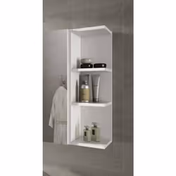 ARMOIRE MURALE DE SALLE DE BAINS TACOMA - Meuble colonne suspendu pour salle de bain, Meuble d'angle avec 3 étagères ouvertes ...
