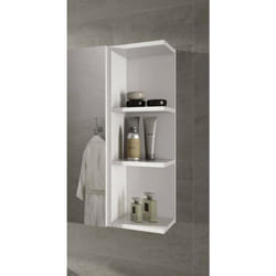 Dmora - Armoire murale de salle de bains Tacoma, Meuble colonne suspendu pour salle de bain, Meuble d'angle avec 3 étagères ouvertes, cm 20x20h65,