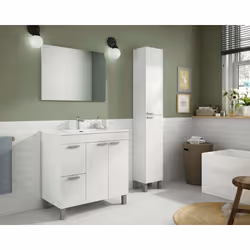 ARMOIRE SOUS-VASQUE LAKEWOOD - Armoire de toilette, Armoire avec 2 portes et deux tiroirs avec miroir, évier non inclus, cm 8 ...