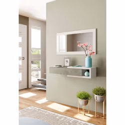 UNITÉ D'ENTRÉE DHASI - Couloir avec miroir, Meuble d'entrée avec tiroir, Videurs de poche pour appartements, cm 95x26h69, Bla ...