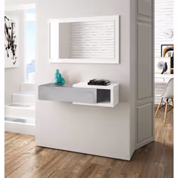 MEUBLE D'ENTRÉE DHASI - Couloir avec miroir, Meuble d'entrée avec tiroir, Videurs de poche pour appartements, cm 95x26h69, Bl ...