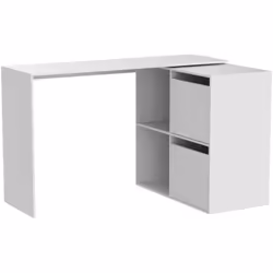 BUREAU - Bureau modulable avec ètagère, Table d'ètude ou de bureau multi-positions avec assemblage d'angle, 152x49h74 cm, Bla ...