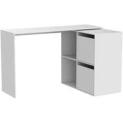 Dmora - Bureau Divkovi, Bureau modulable avec étagère, Table d'étude ou de bureau multi-positions avec assemblage d'angle, 152x49h74 cm, Blanc