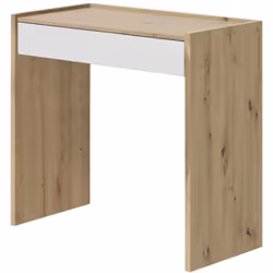 BUREAU FRESNO - Bureau linéaire avec tiroir, Table d'étude ou de bureau pour PC, cm 82x40h77, Chêne noueux et Blanc. STRUCTUR ...