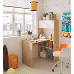BUREAU RIVERSIDE - Bureau d'angle réversible avec bibliothèque, Table d'étude ou de bureau multiposition, cm 108x70h140, Nœud ...