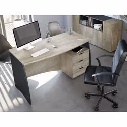 Dmora - Bureau Azziz 136 x 67 x h74 cm chêne anthracite Panneau effet bois