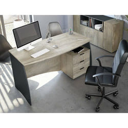 Dmora - Bureau Azziz 136 x 67 x h74 cm chêne anthracite Panneau effet bois