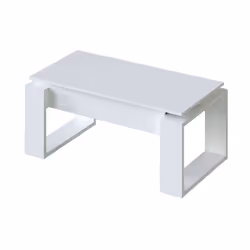 TABLE BASSE DDAV - Table basse avec plateau relevable, Table basse pour le salon, cm 105x55h45/56, Blanc. STRUCTURE ET UTILIS ...