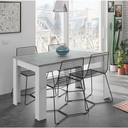 Table à rallonge Dilici, Console extensible pour salle à manger, Table de cuisine ouvrante avec rallonge, 140/190x90h78 cm, Ciment et blanc - Dmora