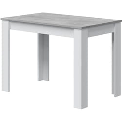 Dmora - Table fixe Dghio, Table de salle à manger, Table console moderne pour salon ou cuisine, 109x67x78 cm, Blanc et Ciment