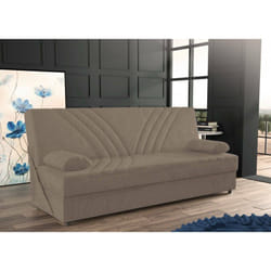 Canapé Ramon, Canapé conteneur 3 places avec 2 coussins inclus, Canapé de salon en tissu rembourré avec ouverture clic-clac, Cm 181x81h88, Beige