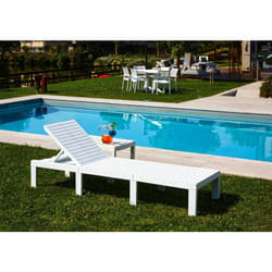 Dmora - Bains de soleil Dazzol, Chaise longue de jardin réglable, Lit d'extérieur, 100% Made in Italy, 195x65h78 cm, Blanc