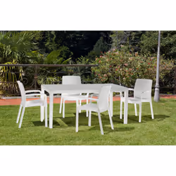 Description générale Ensemble de 4 chaises de jardin, idéales pour les tables à manger, avec un design élégant effet rotin. 1 ...