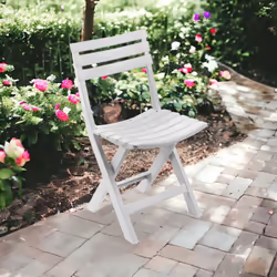 Chaise d'extérieur pliante, couleur blanche. Le produit est 100% Made in Italy. Entièrement fabriqué en polypropylène résista ...
