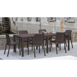 Dmora - Table d'extérieur Roma, Table à manger rectangulaire extensible, Table de jardin extensible effet rotin, 100% Made in Italy, Cm 150x90h72,
