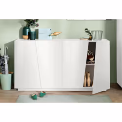 BUFFET MODERNE : Buffet design pouvant servir de meuble TV de salon, buffet moderne à quatre portes asymétriques - Entièremen ...