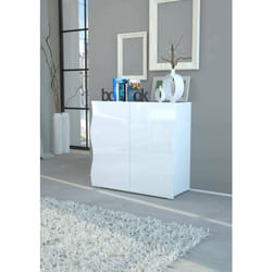 Dmora - Buffet moderne, Buffet design 2 portes, Made in Italy, Meuble tv, Buffet de salon, 90x40h81 cm, couleur blanc brillant