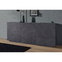 Buffet moderne avec 2 portes et 3 tiroirs, Made in Italy, Buffet de cuisine, Buffet design de salon, 180x43h86 cm, couleur Gris ardoise - Dmora