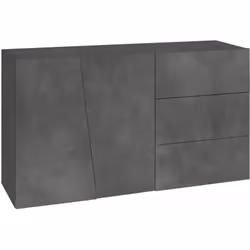 BUFFET MODERNE : Buffet au design géométrique avec deux portes et trois tiroirs sur le côté gauche, utilisable comme meuble T ...