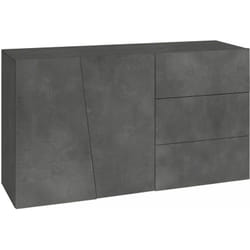 Dmora - Placard Dficagn, Buffet de cuisine avec 2 portes et 3 tiroirs, Buffet de salon, 100% Made in Italy, 141x43h86 cm, Ardoise