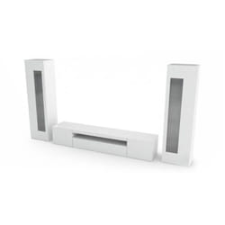 Meuble Mural Dcontin, Ensemble de salon meuble tv, Meuble de salon polyvalent, 100% Made in Italy, cm 290x40h162, Blanc brillant - Dmora
