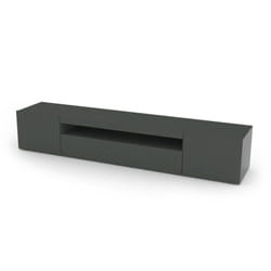 Meuble tv Dfirman, Buffet bas de salon avec 3 portes, base meuble tv, 100% Made in Italy, 200x40h37 cm, Anthracite Brillant - Dmora