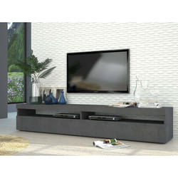 Dmora - Meuble tv de salon, Made in Italy, Meuble tv avec 2 portes battantes, cm 200x45h36, couleur Gris Cendre