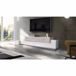MEUBLE TV POUR MEUBLE DE SALON: Meuble TV de salon de style moderne avec trois portes et détails, structure entièrement en bl ...