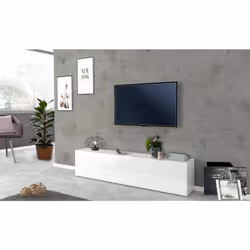 MEUBLE TV DE SALON: Meuble TV de salon de style moderne avec une seule porte battante, structure entièrement en blanc - Moder ...