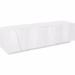 MEUBLE TV - Buffet bas de salon, Base pour meuble TV, 100% Made in Italy, 162x44h46 cm, Blanc brillant. STRUCTURE ET UTILISAT ...