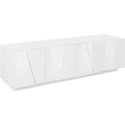 Meuble tv Djungda, Buffet bas de salon, base meuble tv, 100% Made in Italy, 162x44h46 cm, Blanc brillant - Dmora