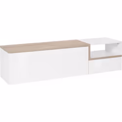 MEUBLE TV - Buffet bas de salon avec 2 portes, base meuble TV, 100% Made in Italy, 160x40h46 cm, Blanc brillant et érable. ST ...
