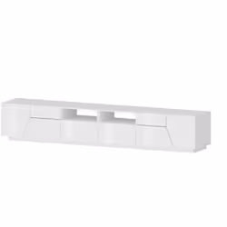 MEUBLE TV - Buffet bas de salon avec 4 portes, base meuble TV, 100% Made in Italy, 260x43h46 cm, Blanc brillant. STRUCTURE ET ...