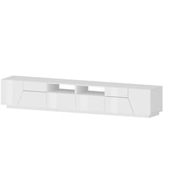 Meuble tv Dfagiol, Buffet bas de salon avec 4 portes, base meuble tv, 100% Made in Italy, 260x43h46 cm, Blanc brillant - Dmora