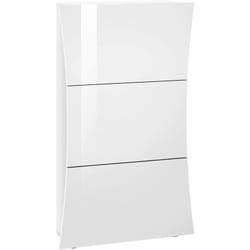 Dmora - Meuble à chaussures Debosel, Armoire polyvalente à 3 portes, étagère à chaussures pour l'entrée, 100% Made in Italy, cm 71x27h122, blanc