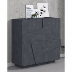 MODERN SHOE RACK: Meuble à chaussures moderne avec deux portes battantes avec un design géométrique en relief à l'extérieur,  ...