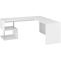Dmora - Bureau Dabius, Bureau linéaire support pc, Table de bureau polyvalente, Bureau peu encombrant, 100% Made in Italy, cm 160x60h78, Blanc