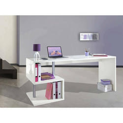 Dmora - Bureau Poséidon 180 x 60 x h78 cm blanc brillant Panneau effet bois