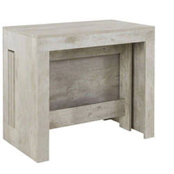 Dmora - Table à rallonge Dguigo, Console extensible jusqu'à 12 places, Table avec support d'extension, 100% Made in Italy, cm 51/300x90h77, Ciment
