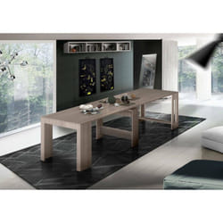 Table à manger moderne, Made in Italy, console extensible jusqu'à 12 places, avec support d'extension,51x90h77 cm (jusqu'à 300 cm) couleur orme perlé