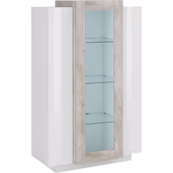 VITRINE - Buffet à trois portes, Meuble de salon polyvalent, 100% Made in Italy, 80x38h121 cm, Blanc brillant et ciment. STRU ...