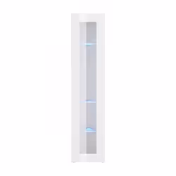 VITRINE - Buffet avec étagères en verre, Meuble de salon polyvalent avec lumière LED, 100% Made in Italy, 40x30h180 cm, Blanc ...
