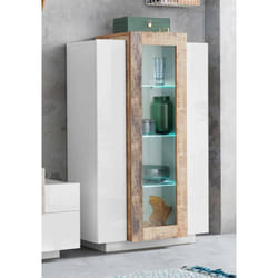 Dmora - Vitrine moderne avec porte vitrée, Made in Italy, avec lumière led blanche, Buffet avec étagères, Vitrine de salon, cm 80x38h121, Blanc