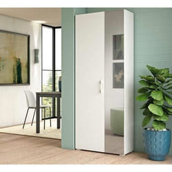 Dmora Meuble à chaussures Dminiat Mobilier de salle e avec porte miroir Meuble à chaussures avec 6 étagères 72x37h195 cm Blanc