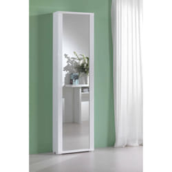 Dmora - Meuble à chaussures Datura, Mobilier de salle polyvalente avec porte miroir, Meuble à chaussures moderne avec 7 étagères, Fabriqué en Italie,
