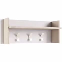 MEUBLES D'ENTRÉE - Cintre avec 3 crochets, Etagère de rangement d'entrée, 100% Made in Italy, 90x29h34 cm, Blanc et Chêne. ST ...