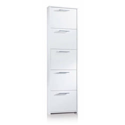 Dmora - Meuble à chaussures Dbusi, Meuble d'entrée polyvalent à 5 portes, Meuble à chaussures moderne avec étagères, Fabriqué en Italie, 50x18h178